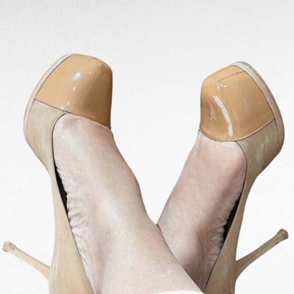Yves Saint Laurent Patent Leather and Suede Tribtoo Pumps Nude/Camel Size EU 42 - Picture 14 of 14